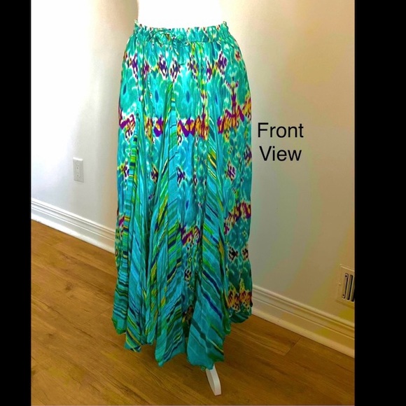 Vintage boho artsy fanning with lines & modern patterns maxi skirt - Picture 5 of 14